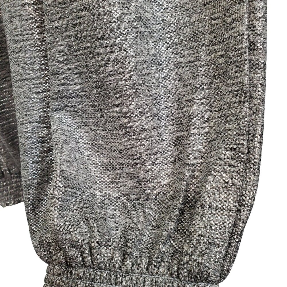 By Anthropologie L Petite Pants Metallic Silver Lightweight Knit Lounge Jogger - Picture 11 of 14